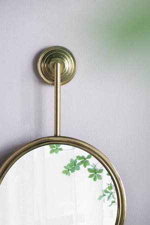 English Elm 2 Round Gold Iron Wall Mirrors Vertical Frame Sculptural Glam Accent for Any Room W2078135186