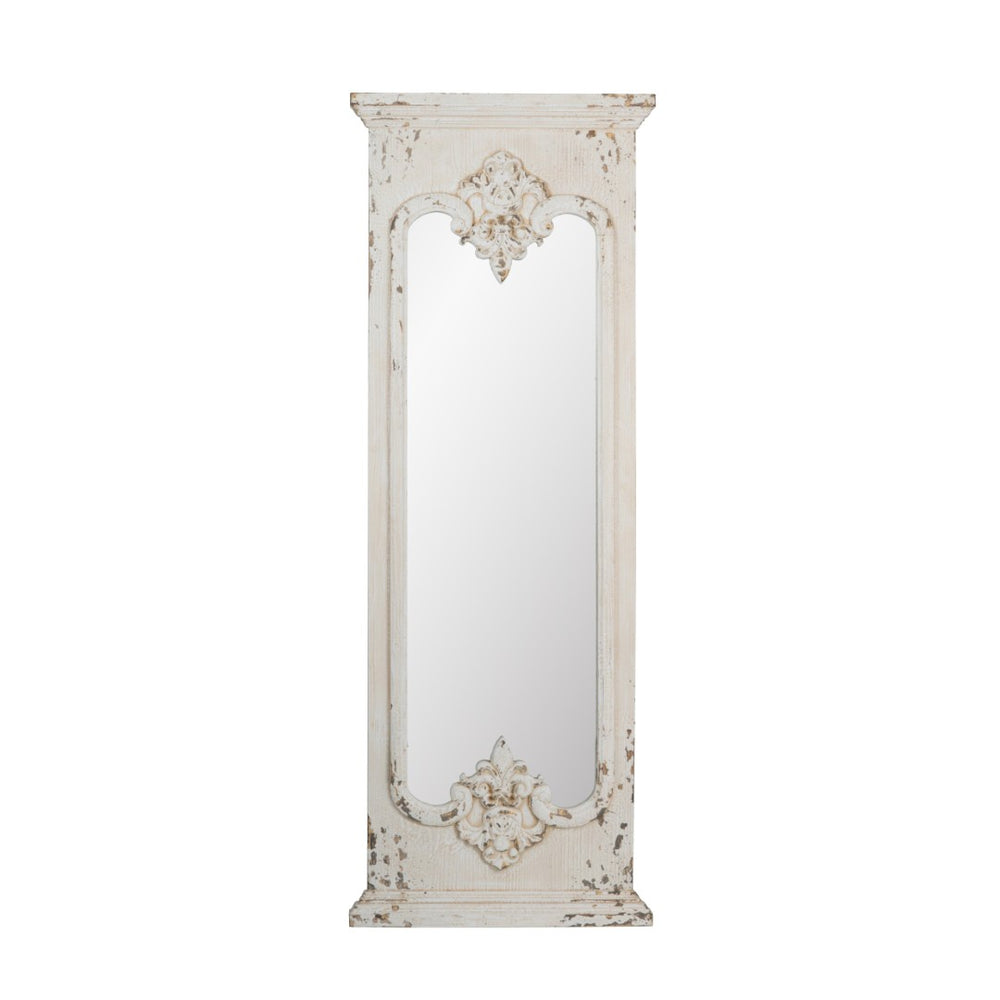English Elm 21.5" Distressed White Fir Wood Full Length Floor Mirror Farmhouse Bedroom Entryway W2078135185