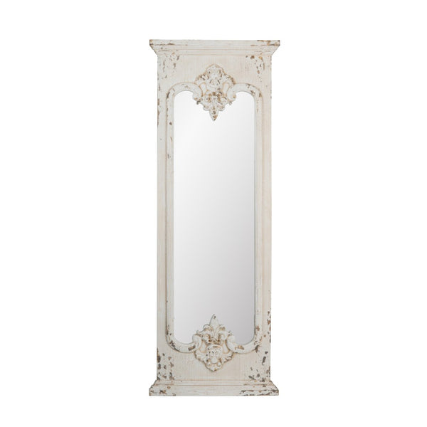 English Elm 21.5" Distressed White Fir Wood Full Length Floor Mirror Farmhouse Bedroom Entryway W2078135185