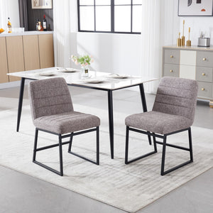 Hearth and Haven Upholstered Linen Fabric Dining Chairs Set Of 2 with Metal Legs, Mid Century Modern Leisure Chairs For Kitchen Living Room Dining Room Bistro Coffee Shop, Coffee W1439125948