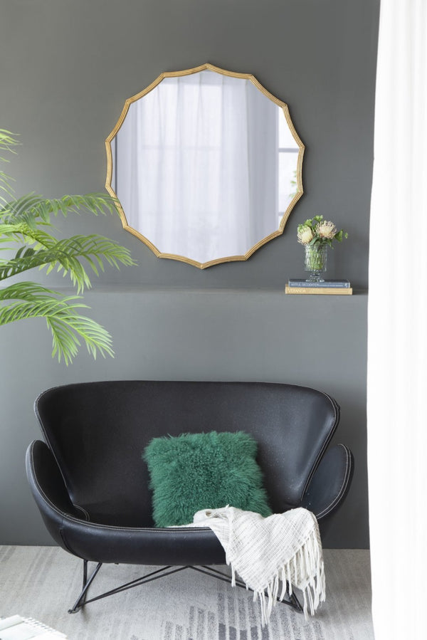 English Elm D40" Sunburst Round Wall Mirror Iron Mdf Frame Gold Finish Glam Entryway Accent W2078135184