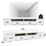 Hearth and Haven White TV Stand For Living Room,  Modern Entertainment Center Stand For TV Up To 90 Inch, Large Led TV Stand with 4 Storage Drawers, High Glossy Waterproof TV Console, TV Table Media Furniture W162594696