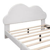 English Elm Full Size Upholstered Cloud-Shape Bed ,Velvet Platform Bed With Headboard,No Box-Spring Needed,Beige