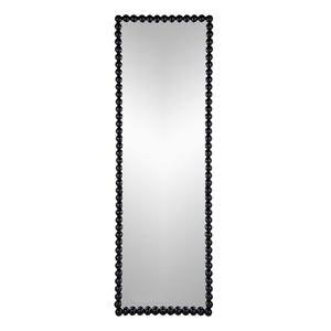 English Elm 23" Iron Beaded Frame Full Length Floor Mirror Sculptural Black Leaner for Bedroom W2078135197