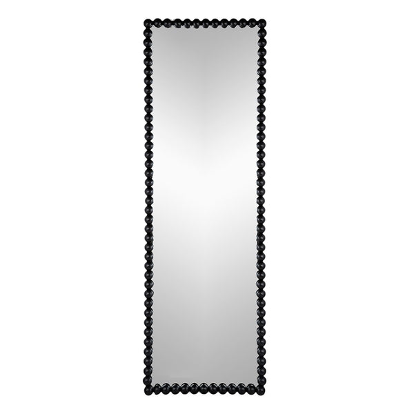 English Elm 23" Iron Beaded Frame Full Length Floor Mirror Sculptural Black Leaner for Bedroom W2078135197