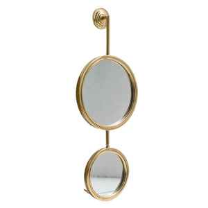 English Elm 2 Round Gold Iron Wall Mirrors Vertical Frame Sculptural Glam Accent for Any Room W2078135186