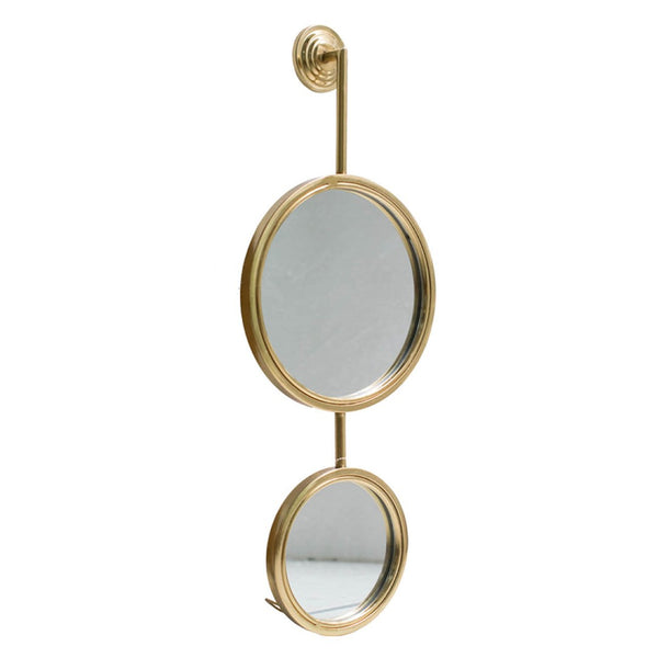 English Elm 2 Round Gold Iron Wall Mirrors Vertical Frame Sculptural Glam Accent for Any Room W2078135186