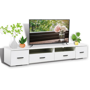 Hearth and Haven White TV Stand For Living Room,  Modern Entertainment Center Stand For TV Up To 90 Inch, Large Led TV Stand with 4 Storage Drawers, High Glossy Waterproof TV Console, TV Table Media Furniture W162594696