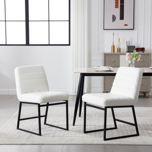 Hearth and Haven Upholstered Leather Dining Chairs Set Of 2 with Metal Legs, Mid Century Modern Leisure Chairs For Kitchen Living Room Dining Room Bistro Coffee Shop, Cream W1439125947