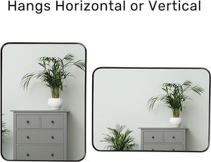 English Elm Black 22x30 INCH Metal Rectangle Bathroom Mirror - 4mm HD Shatterproof Glass, Anti-Rust Frame, Easy Install W2203135005