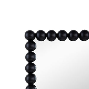 English Elm 23" Iron Beaded Frame Full Length Floor Mirror Sculptural Black Leaner for Bedroom W2078135197