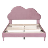 English Elm Full Size Upholstered Cloud-Shape Bed ,Velvet Platform Bed With Headboard,No Box-Spring Needed,Pink