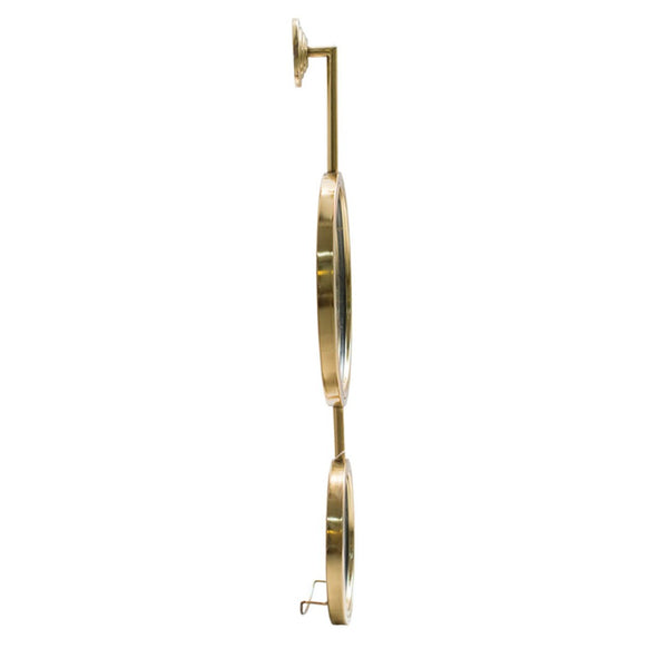 English Elm 2 Round Gold Iron Wall Mirrors Vertical Frame Sculptural Glam Accent for Any Room W2078135186