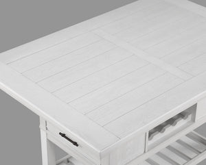English Elm 1pc Counter Height Dining Table with Wine Rack, Drawer & Open Shelf for Stylish Kitchen Storage Antique White 64 L x 44 W x 6.5 H B011S00968