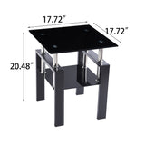 Hearth and Haven Tempered Black Glass Sofa Table, 2-Layers End Table with Storage, Living Room Side Table W1718127062