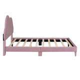 English Elm Full Size Upholstered Cloud-Shape Bed ,Velvet Platform Bed With Headboard,No Box-Spring Needed,Pink