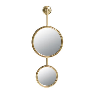 English Elm 2 Round Gold Iron Wall Mirrors Vertical Frame Sculptural Glam Accent for Any Room W2078135186