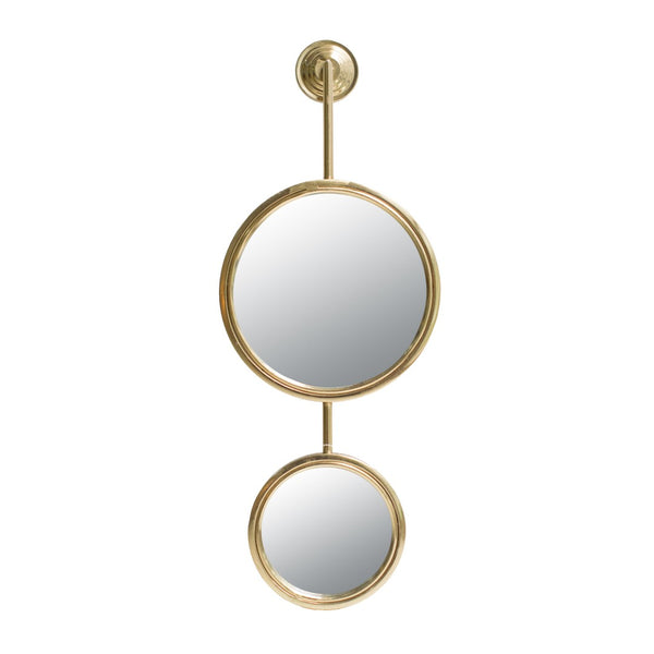 English Elm 2 Round Gold Iron Wall Mirrors Vertical Frame Sculptural Glam Accent for Any Room W2078135186