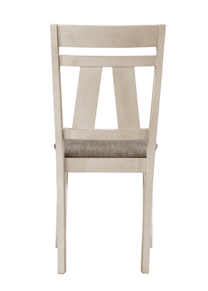 English Elm 6pc Cottage-Style Extendable Dining Set with Self-Storing Leaves, Two-Tone Chalk Gray Finish, Upholstered Bench & Chairs B011S00792