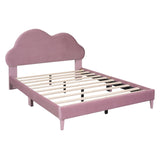 English Elm Full Size Upholstered Cloud-Shape Bed ,Velvet Platform Bed With Headboard,No Box-Spring Needed,Pink