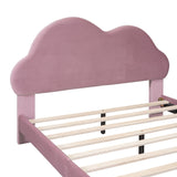 English Elm Full Size Upholstered Cloud-Shape Bed ,Velvet Platform Bed With Headboard,No Box-Spring Needed,Pink