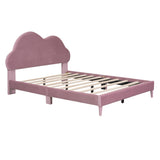 English Elm Full Size Upholstered Cloud-Shape Bed ,Velvet Platform Bed With Headboard,No Box-Spring Needed,Pink