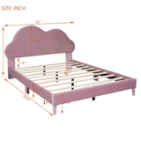 English Elm Full Size Upholstered Cloud-Shape Bed ,Velvet Platform Bed With Headboard,No Box-Spring Needed,Pink