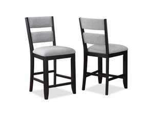 English Elm 6-piece Counter Height Dining Set Solid Wood Table Wine Storage Upholstered Chairs Bench B011S00969