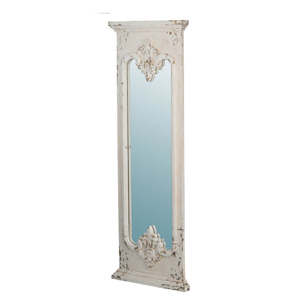 English Elm 21.5" Distressed White Fir Wood Full Length Floor Mirror Farmhouse Bedroom Entryway W2078135185