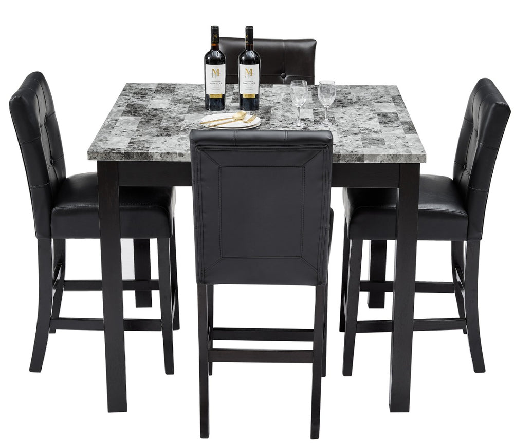 English Elm Nordic Square Wood Dining Set Clean Lined Scandinavian Style for Compact Rooms W1708S00014