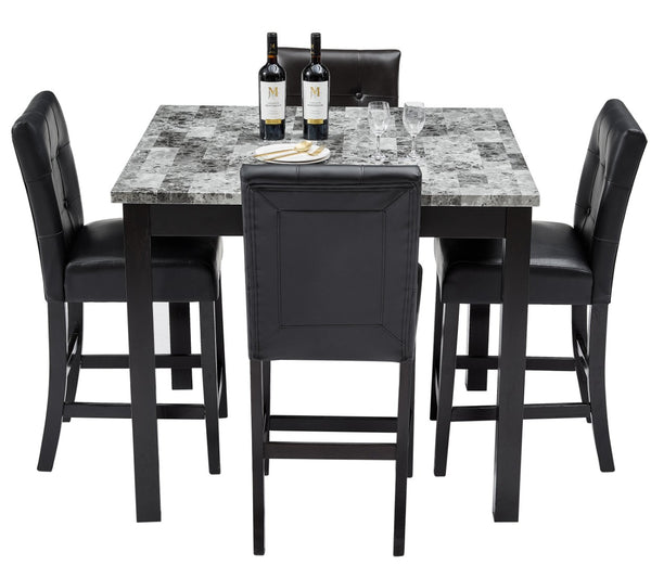 English Elm Nordic Square Wood Dining Set Clean Lined Scandinavian Style for Compact Rooms W1708S00014