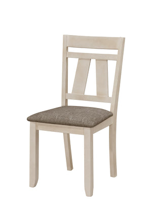 English Elm 6pc Cottage-Style Extendable Dining Set with Self-Storing Leaves, Two-Tone Chalk Gray Finish, Upholstered Bench & Chairs B011S00792