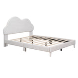 English Elm Full Size Upholstered Cloud-Shape Bed ,Velvet Platform Bed With Headboard,No Box-Spring Needed,Beige