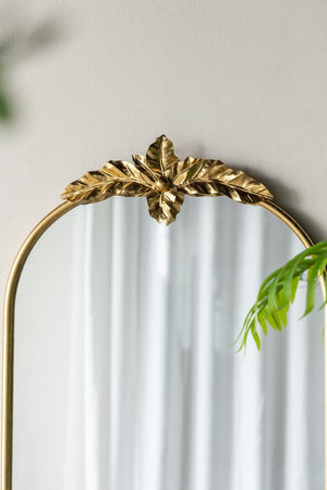 English Elm 24" Arched Gold Metal Frame Wall Mirror with Crown Ornament for Entryway or Bedroom W2078135195