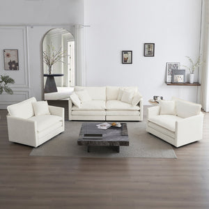 English Elm 3 Piece Sofa Set - Stylish Chenille Upholstered Set With Arm & Toss Pillows, Perfect For Small Spaces! W714S00547