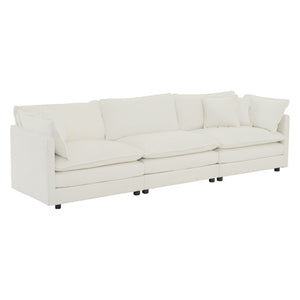 English Elm Sofa 3 Piece Living Room Set White Chenille Round Arm Modern Seating Suite W714S00548