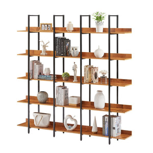 English Elm [video] Five Tier Industrial Open Bookshelf Steel Frame Mdf Shelves Home Office Storage Black+Brown N725P387978B