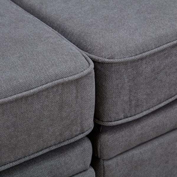 English Elm U_style Six Seat Modular U-shaped Sectional with Hidden Storage and Sleeper Function Dark Grey WY000363AAD