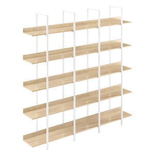 English Elm 5 Tier Bookcase Industrial Open Bookshelf with MDF Boards & Steel Frame, 5 Shelves, 80lb Capacity Each White+Oak N725P247766C
