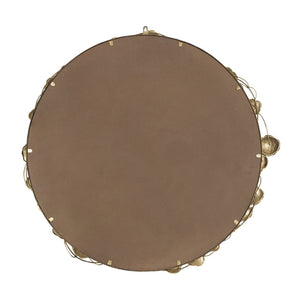 English Elm 35" Round Iron Wall Mirror Sculptural Gold Leaf Frame for Entryway or Living Room W2078135190