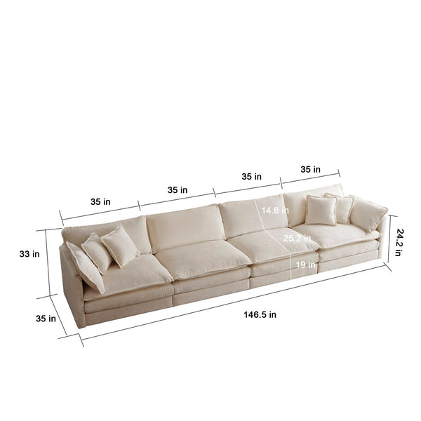 English Elm Modular U Shaped Chenille Sectional Sofa with Ottoman Five Seat Living Room Couch W714S00906