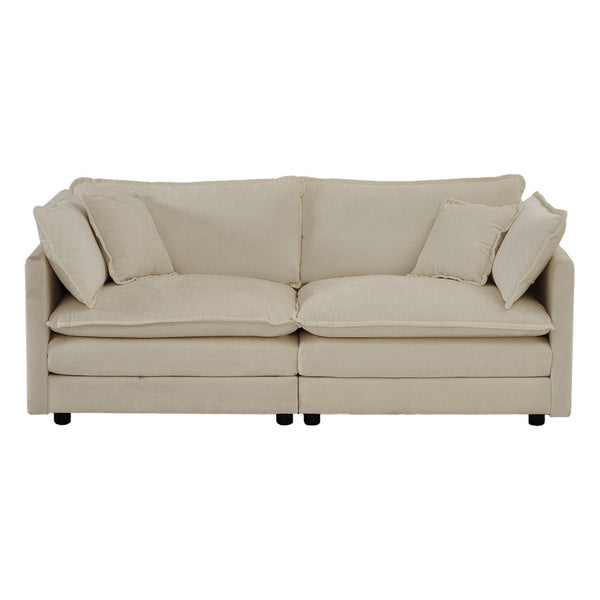 English Elm 4 Piece Modular Chenille Sectional Sofa Set with Ottomans for Living Room Comfort W714S00896
