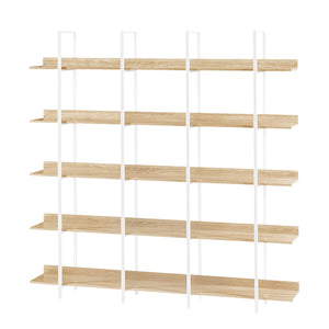 English Elm 5 Tier Bookcase Industrial Open Bookshelf with MDF Boards & Steel Frame, 5 Shelves, 80lb Capacity Each White+Oak N725P247766C