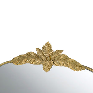 English Elm 39.5" Gold Arched Wall Mirror with Ornamental Iron Frame for Bedroom or Entryway W2078135192