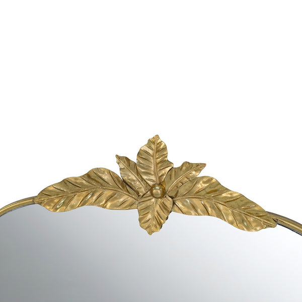 English Elm 39.5" Gold Arched Wall Mirror with Ornamental Iron Frame for Bedroom or Entryway W2078135192