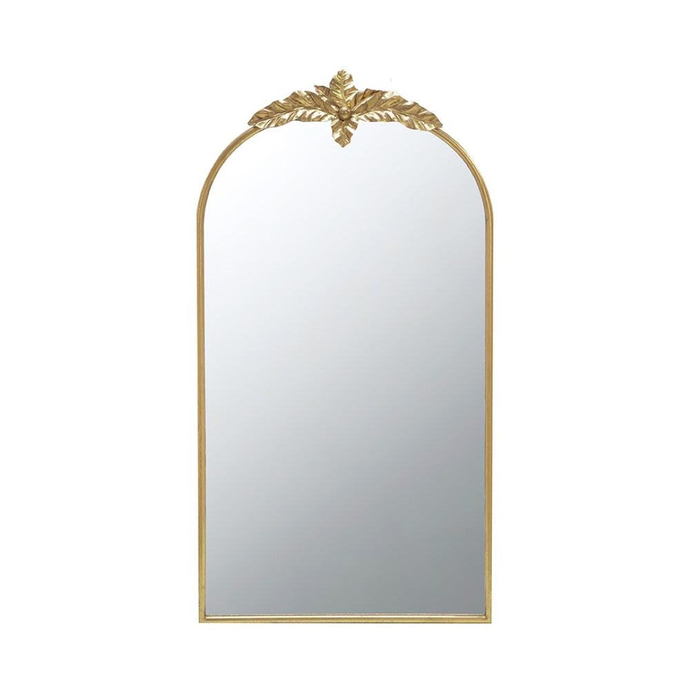 English Elm 24" Arched Gold Metal Frame Wall Mirror with Crown Ornament for Entryway or Bedroom W2078135195