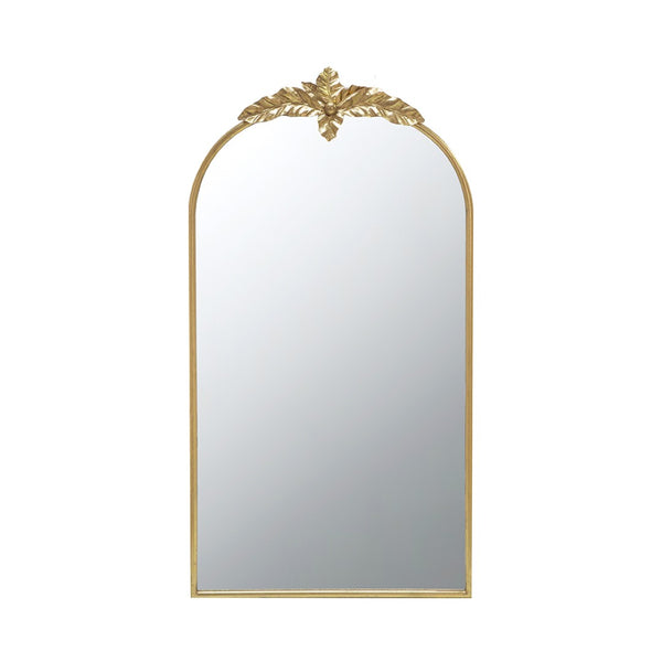 English Elm 24" Arched Gold Metal Frame Wall Mirror with Crown Ornament for Entryway or Bedroom W2078135195