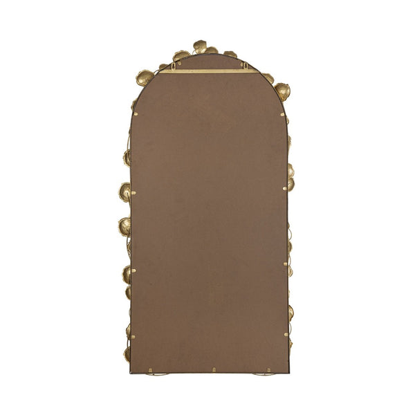 English Elm 51.5" Arched Iron Full Length Mirror with Organic Golden Leaf Frame Accent W2078135191