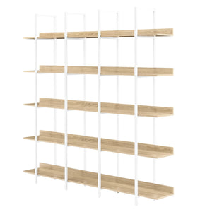 English Elm 5 Tier Bookcase Industrial Open Bookshelf with MDF Boards & Steel Frame, 5 Shelves, 80lb Capacity Each White+Oak N725P247766C