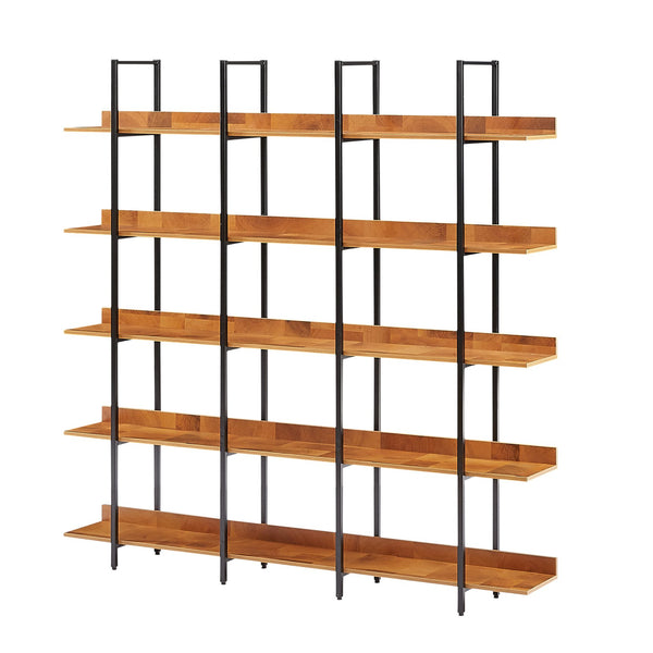 English Elm 5 Tier Bookcase Industrial Open Bookshelf with MDF Boards & Steel Frame, 5 Shelves, 80lb Capacity Each Black+Brown N725P247766B